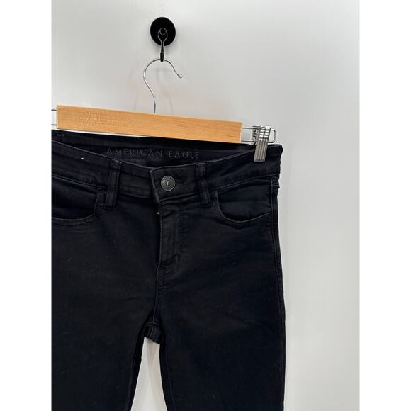 American Eagle AEO Jeans Women 4 SHORT Black Jeggings Zip Fly Cotton Blend Denim - Picture 4 of 9